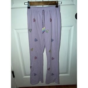 Lola‎ + The Boys Purple Heart Rhinestone Sweatpants Size 12 L